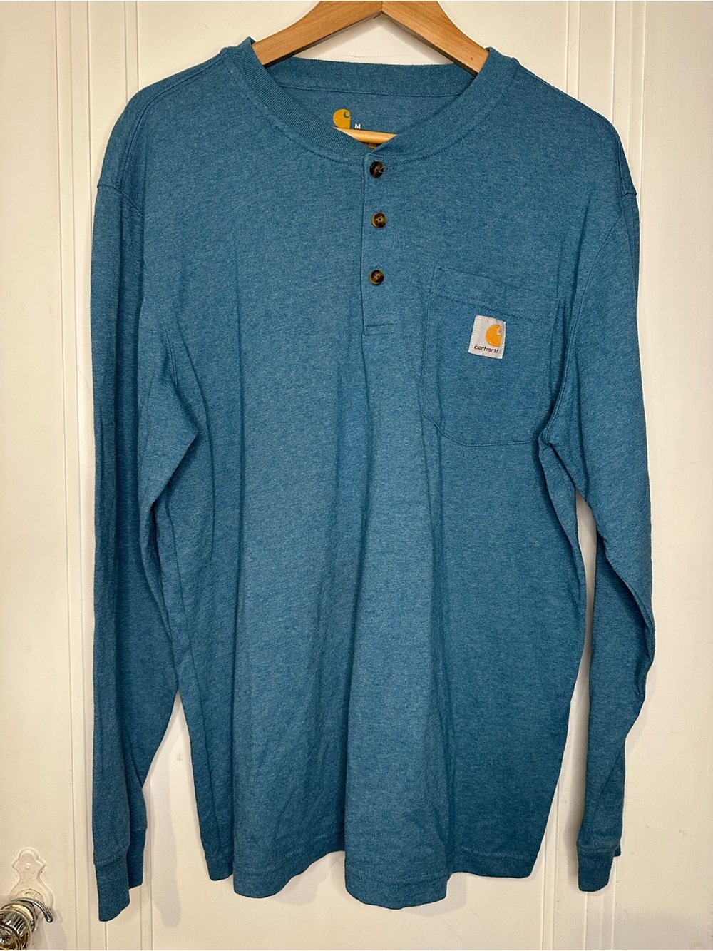 Carhartt Teal Long-Sleeve Henley with Pocket